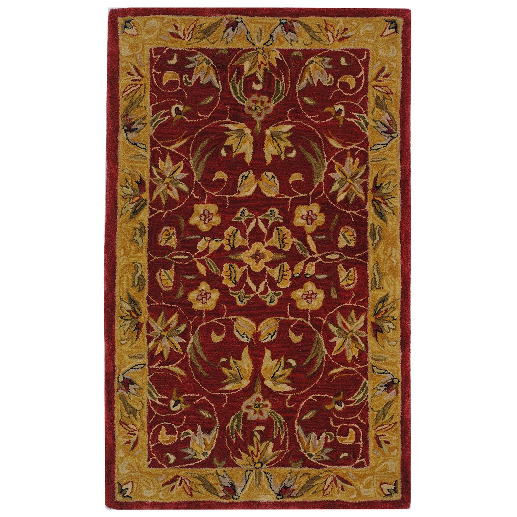 SAFAVIEH Anatolia AN526A Handmade Burgundy / Gold Rug Image 8