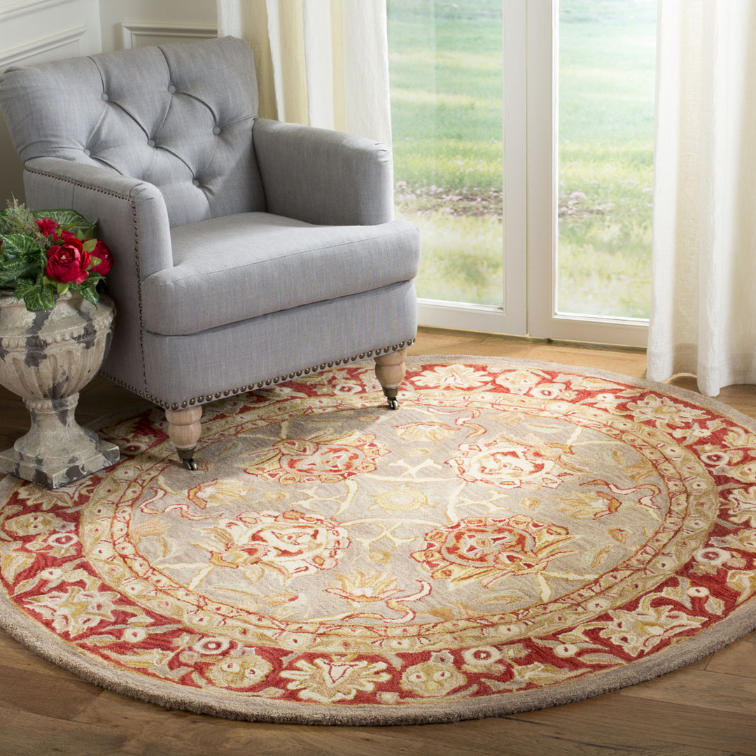 SAFAVIEH Anatolia AN529A Handmade Grey / Red Rug Image 2