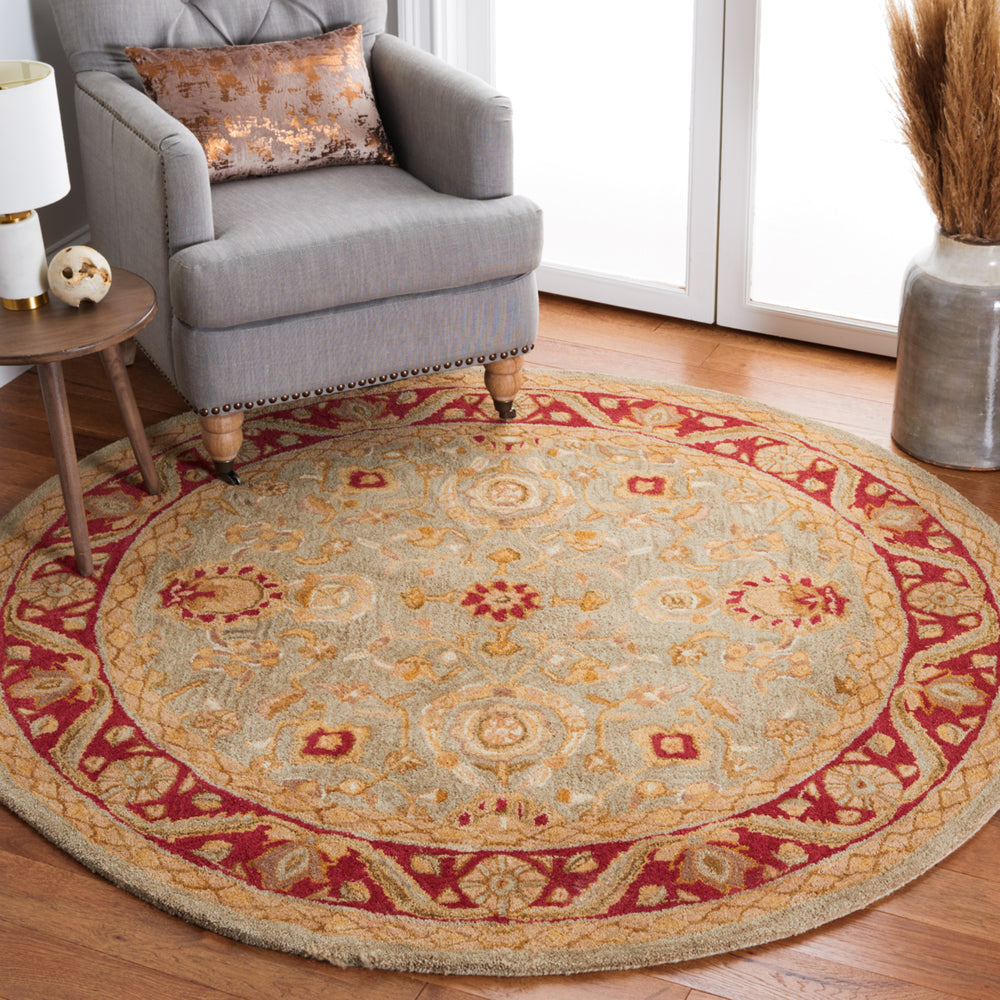 SAFAVIEH Anatolia AN548A Handmade Light Green / Red Rug Image 2