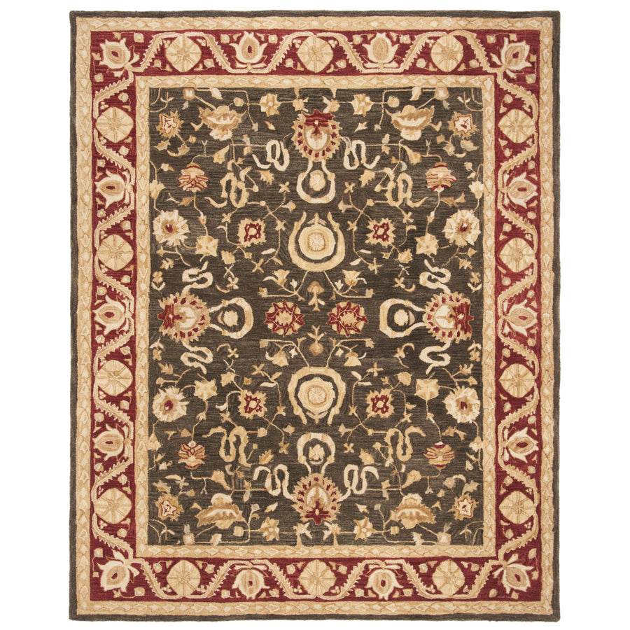 SAFAVIEH Anatolia AN548B Handmade Charcoal / Red Rug Image 1