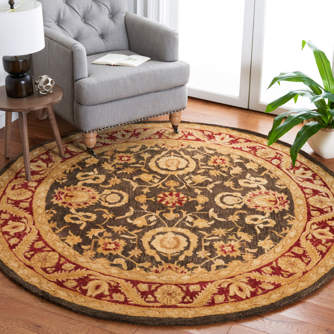 SAFAVIEH Anatolia AN548B Handmade Charcoal / Red Rug Image 2