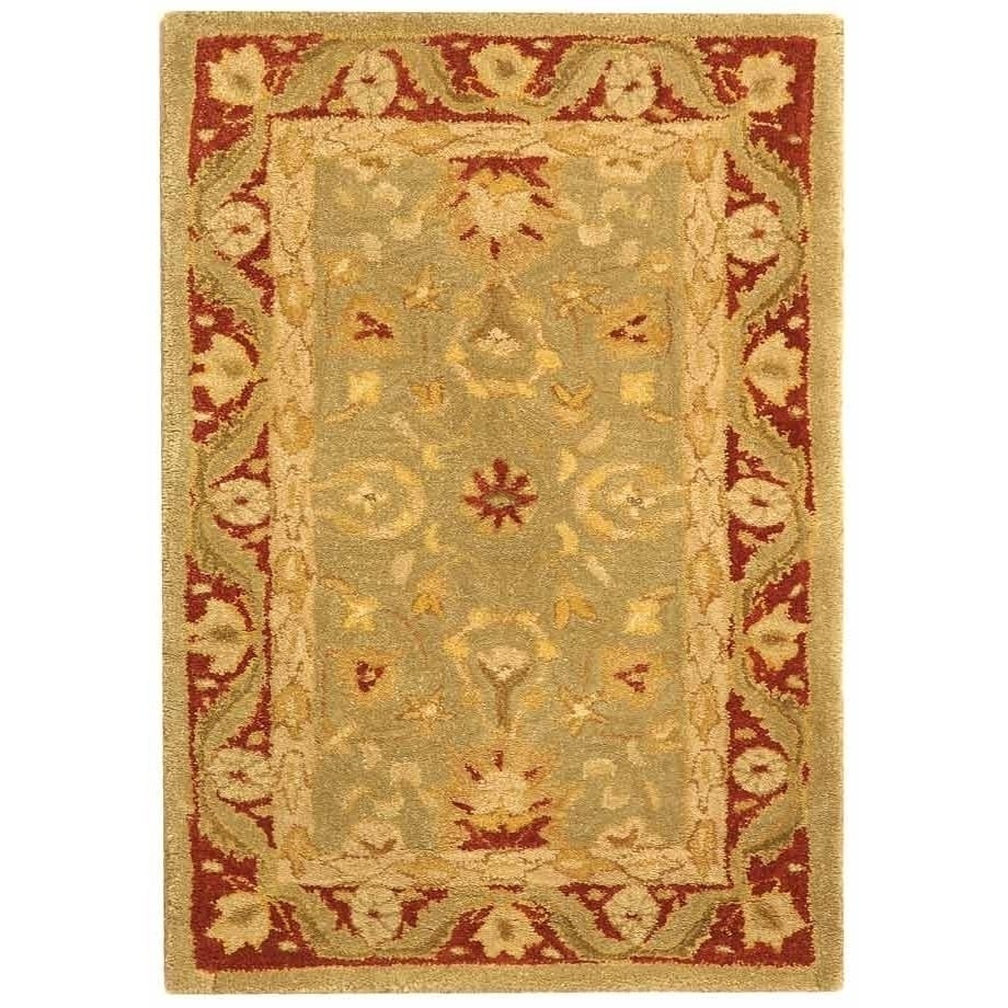 SAFAVIEH Anatolia AN548A Handmade Light Green / Red Rug Image 8