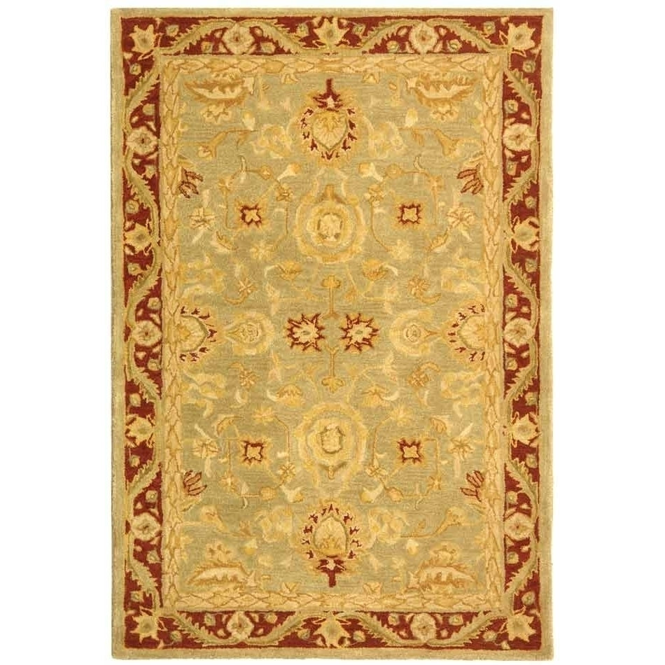 SAFAVIEH Anatolia AN548A Handmade Light Green / Red Rug Image 11