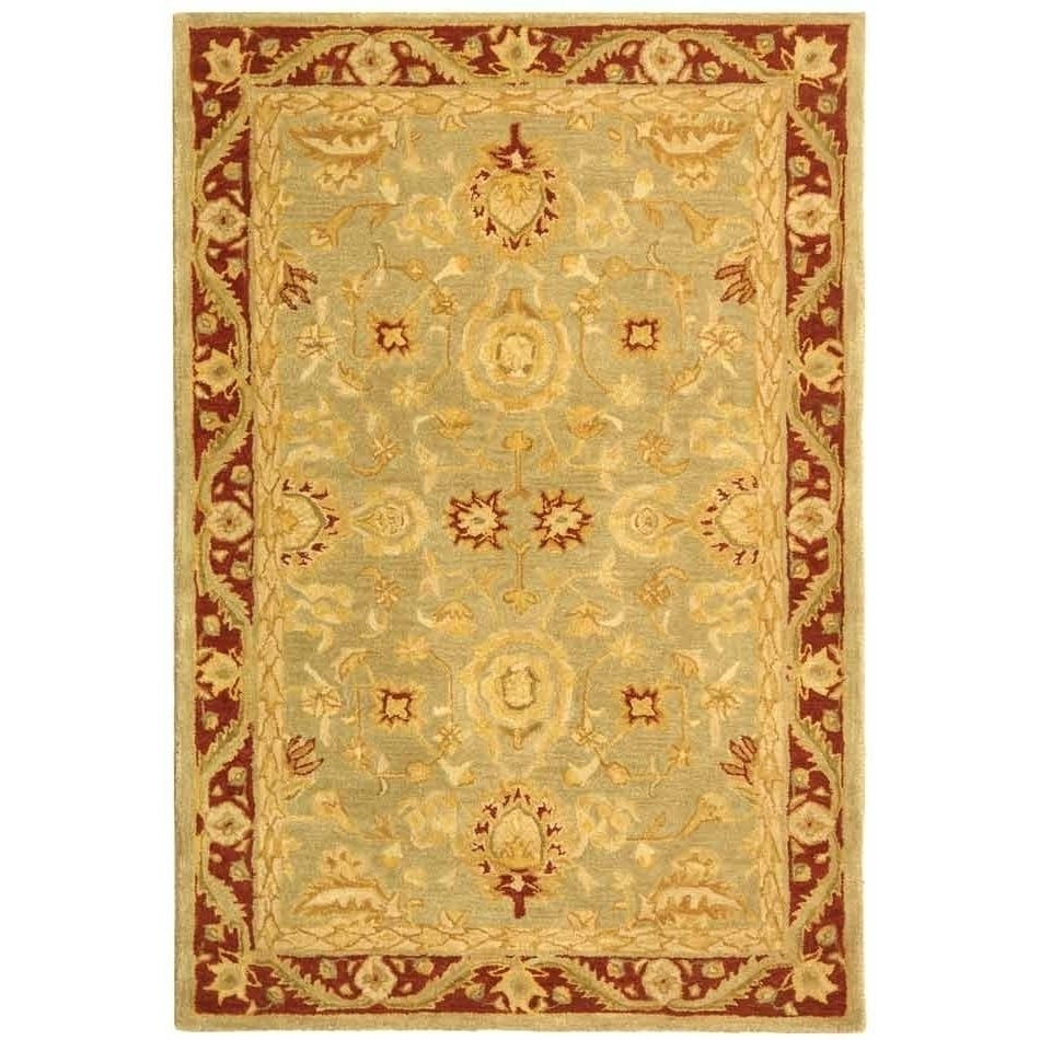 SAFAVIEH Anatolia AN548A Handmade Light Green / Red Rug Image 1