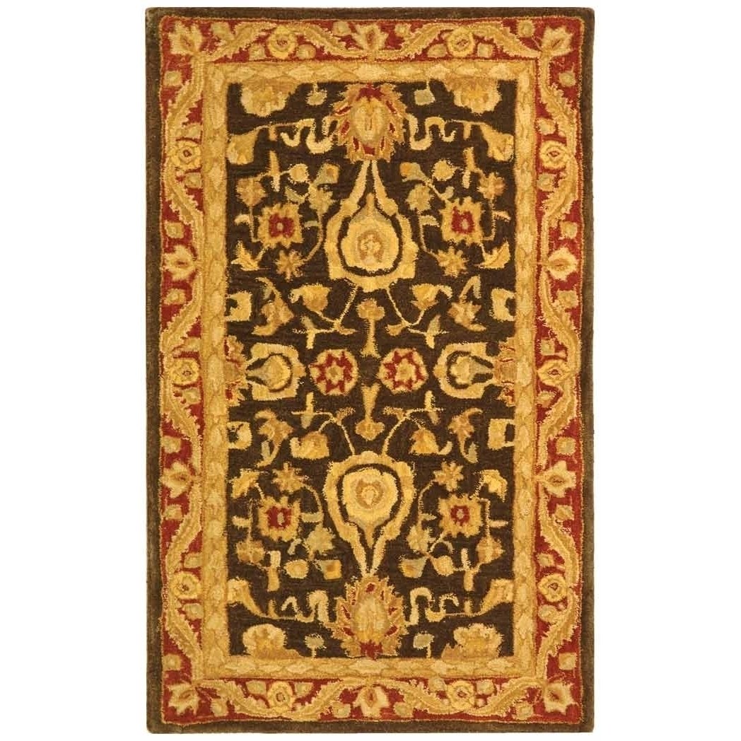 SAFAVIEH Anatolia AN548B Handmade Charcoal / Red Rug Image 9