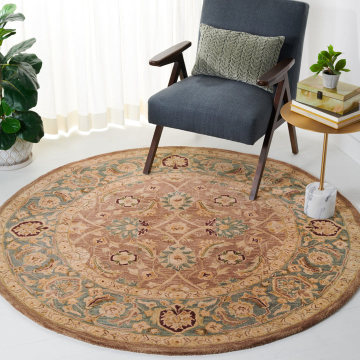 SAFAVIEH Anatolia AN549A Handmade Brown / Blue Rug Image 10