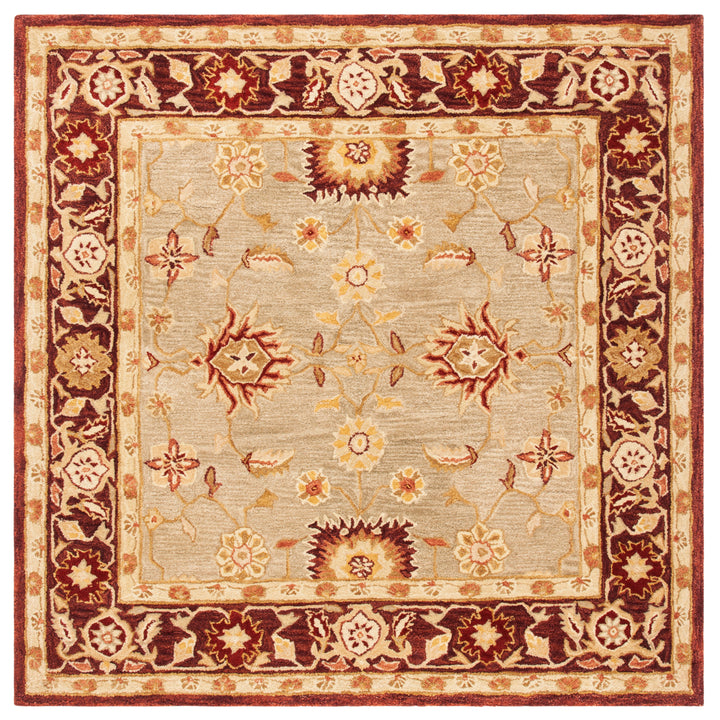 SAFAVIEH Anatolia AN556A Handmade Sage / Burgundy Rug Image 6