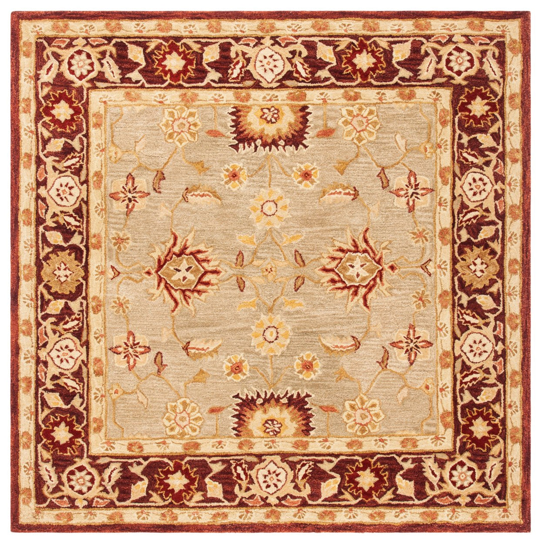 SAFAVIEH Anatolia AN556A Handmade Sage / Burgundy Rug Image 1