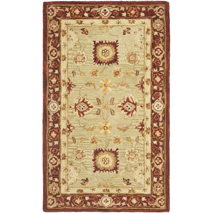 SAFAVIEH Anatolia AN556A Handmade Sage / Burgundy Rug Image 9