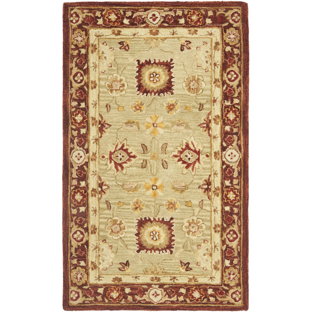 SAFAVIEH Anatolia AN556A Handmade Sage / Burgundy Rug Image 1