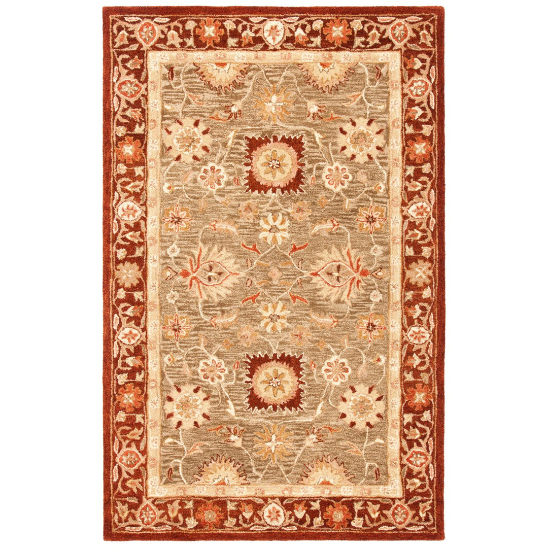 SAFAVIEH Anatolia AN556A Handmade Sage / Burgundy Rug Image 10