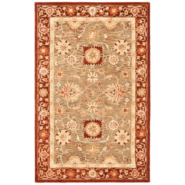 SAFAVIEH Anatolia AN556A Handmade Sage / Burgundy Rug Image 10