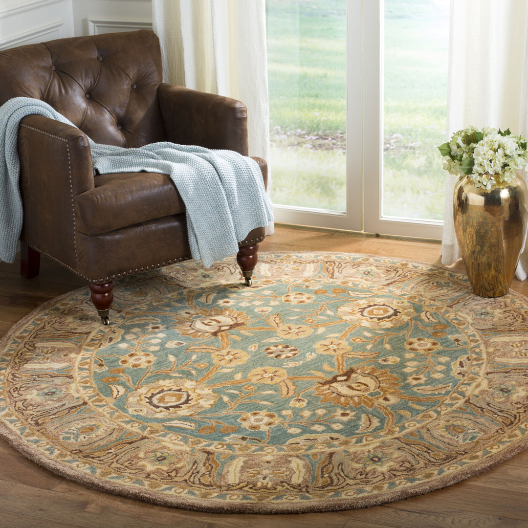 SAFAVIEH Anatolia AN558D Handmade Teal / Camel Rug Image 2