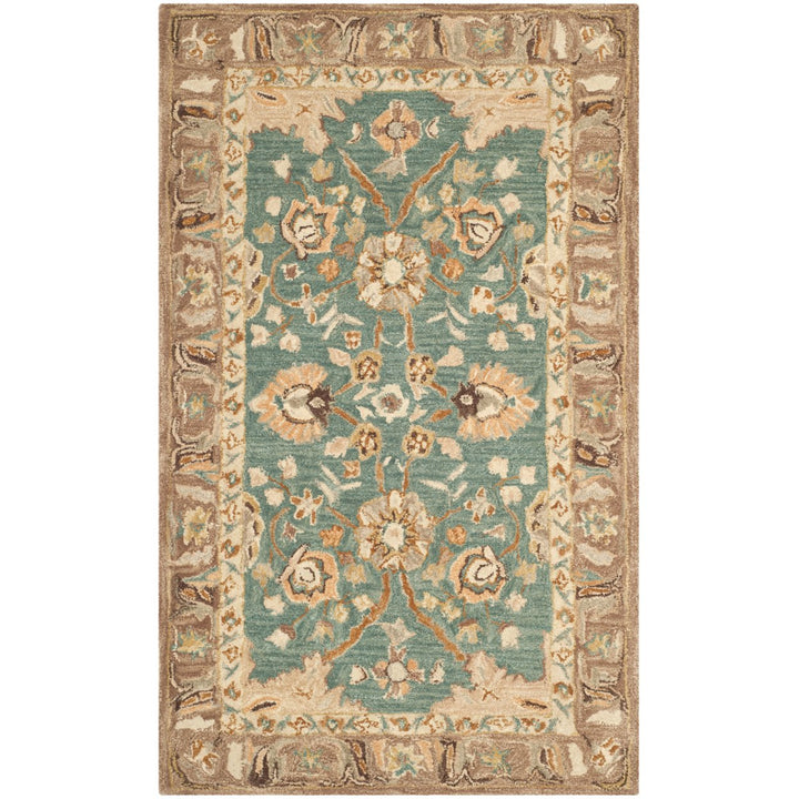 SAFAVIEH Anatolia AN558D Handmade Teal / Camel Rug Image 1