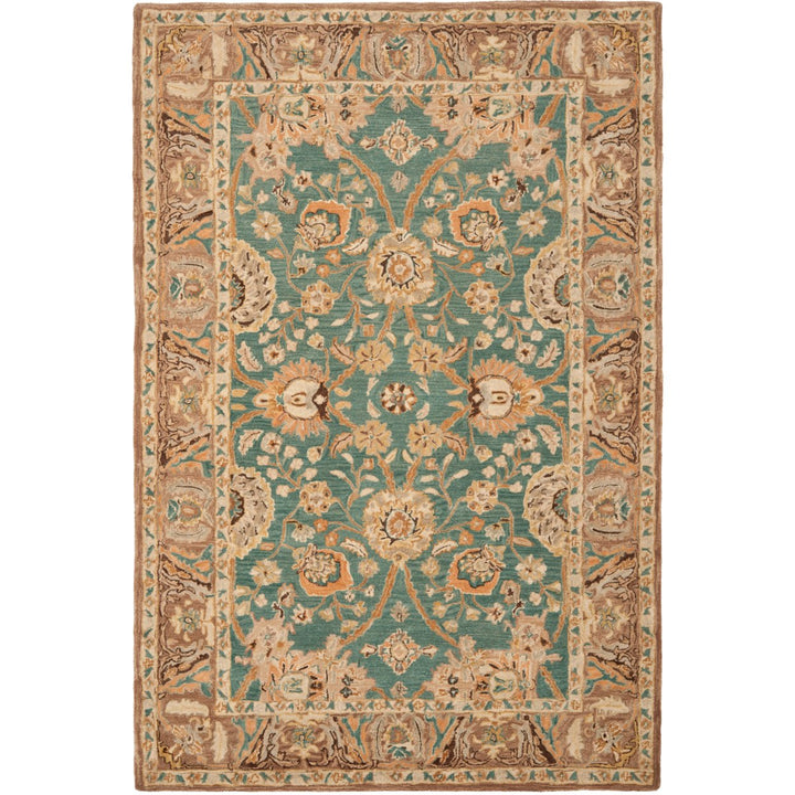 SAFAVIEH Anatolia AN558D Handmade Teal / Camel Rug Image 1