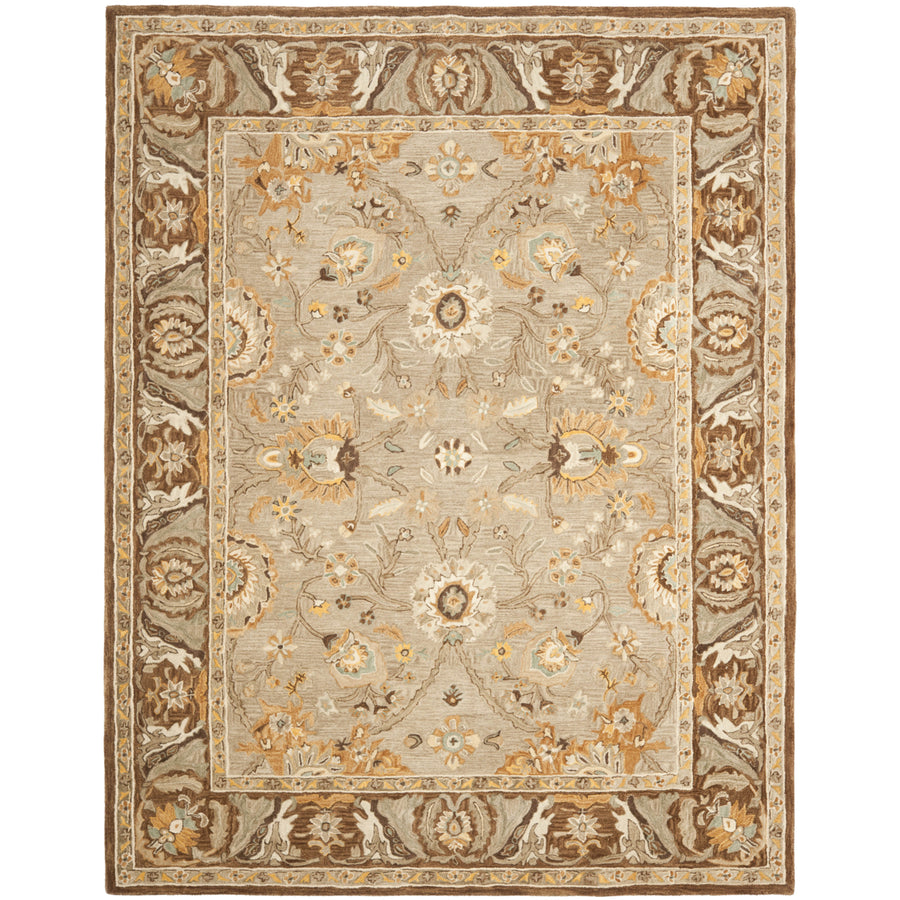 SAFAVIEH Anatolia AN558A Handmade Dark Grey / Brown Rug Image 1