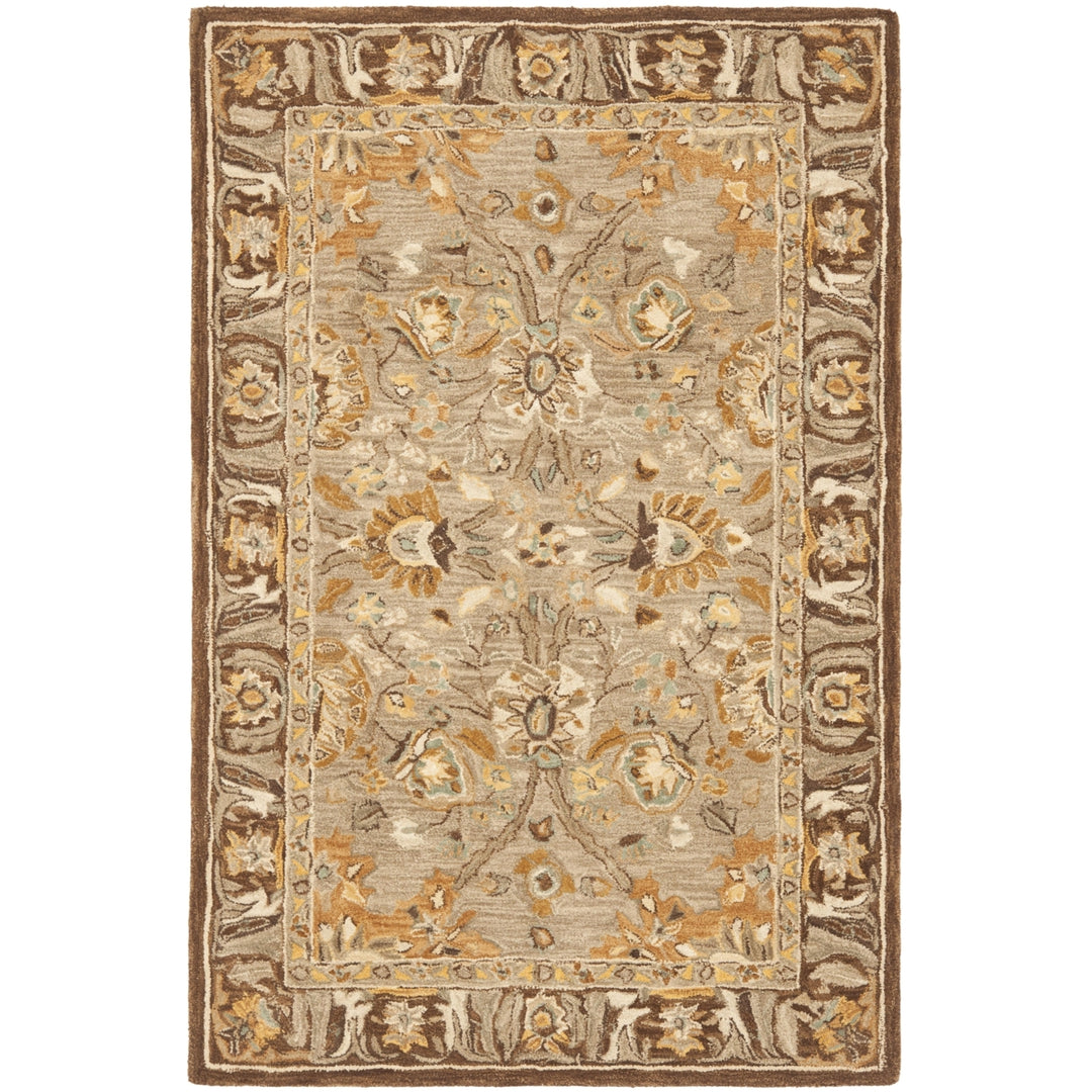 SAFAVIEH Anatolia AN558A Handmade Dark Grey / Brown Rug Image 5