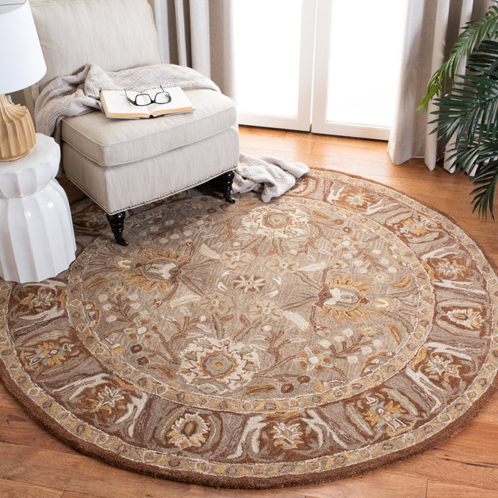 SAFAVIEH Anatolia AN558A Handmade Dark Grey / Brown Rug Image 10