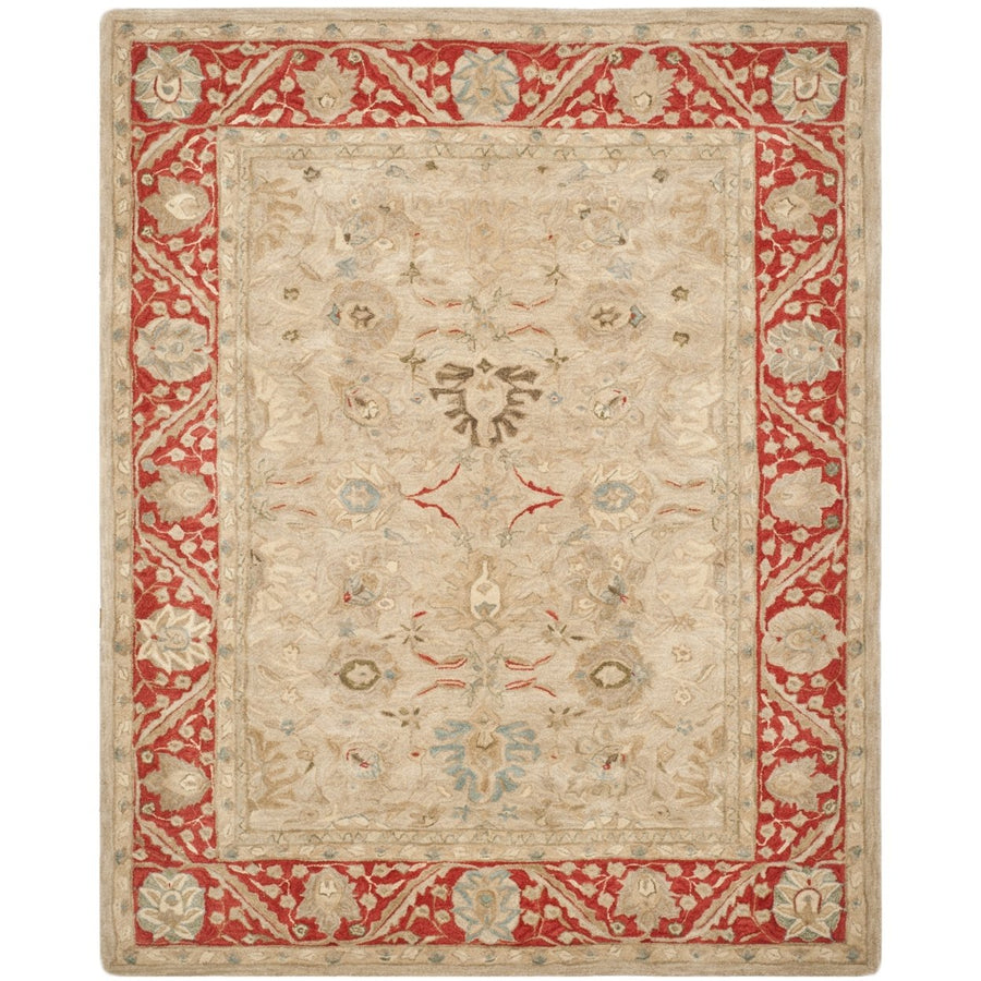 SAFAVIEH Anatolia AN569A Handmade Taupe / Red Rug Image 1