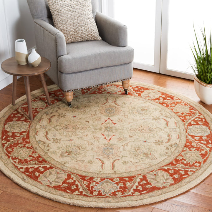 SAFAVIEH Anatolia AN569A Handmade Taupe / Red Rug Image 2