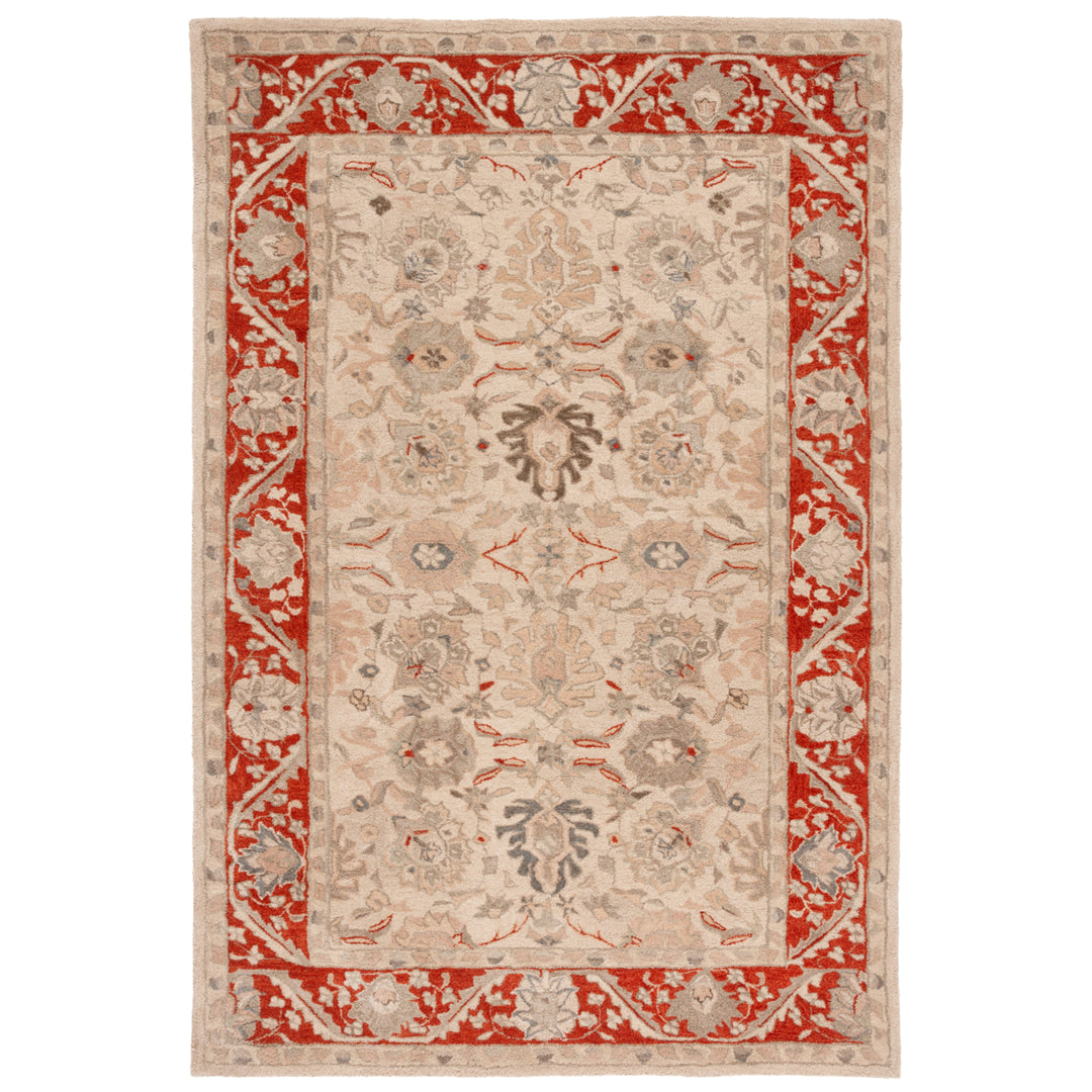 SAFAVIEH Anatolia AN569A Handmade Taupe / Red Rug Image 9