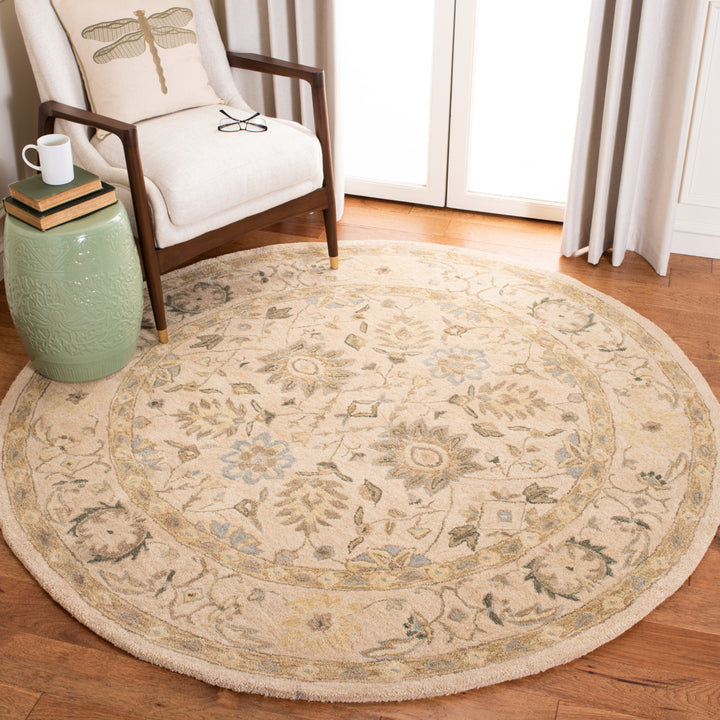 SAFAVIEH Anatolia AN572A Handmade Taupe / Blue Rug Image 2