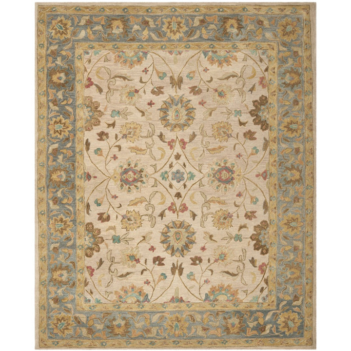 SAFAVIEH Anatolia AN580D Handmade Ivory / Blue Rug Image 1