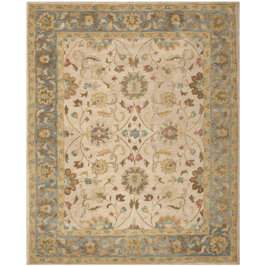 SAFAVIEH Anatolia AN580D Handmade Ivory / Blue Rug Image 1