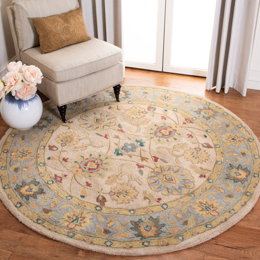 SAFAVIEH Anatolia AN580D Handmade Ivory / Blue Rug Image 2