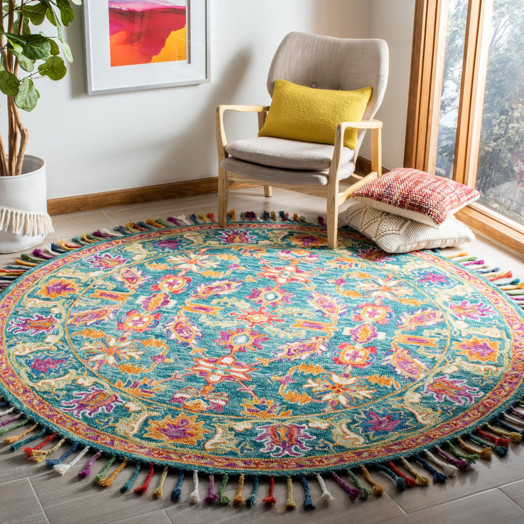 SAFAVIEH Aspen APN113K Handmade Turquoise / Purple Rug Image 2