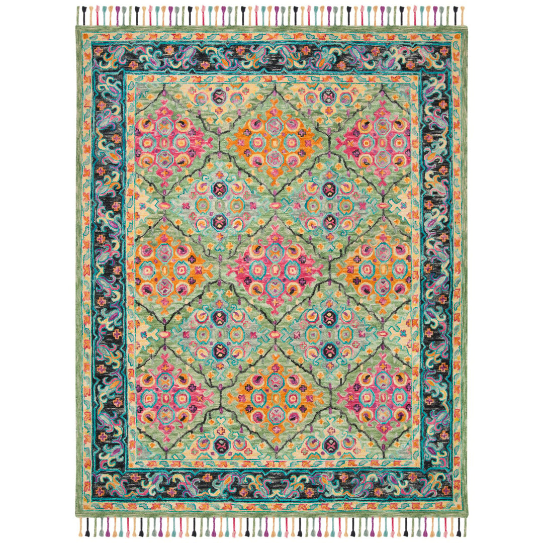 SAFAVIEH Aspen APN114Y Handmade Light Green / Black Rug Image 1