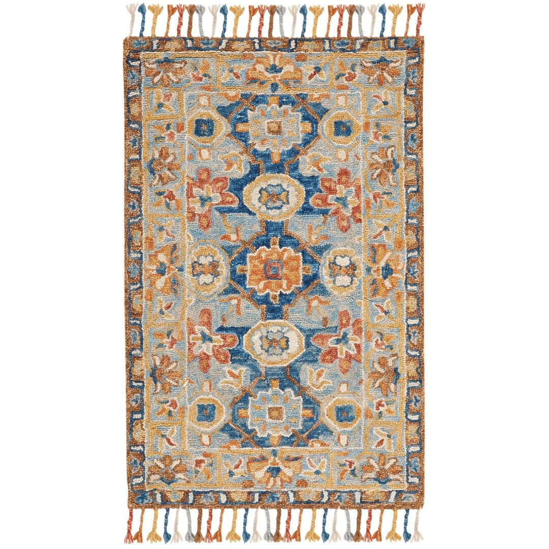 SAFAVIEH Aspen Collection APN110A Handmade Grey/Navy Rug Image 1