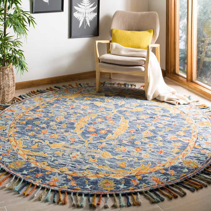 SAFAVIEH Aspen Collection APN116M Handmade Blue/Rust Rug Image 2