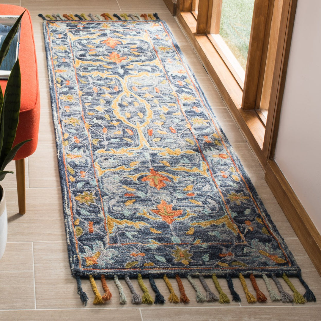 SAFAVIEH Aspen Collection APN116M Handmade Blue/Rust Rug Image 3