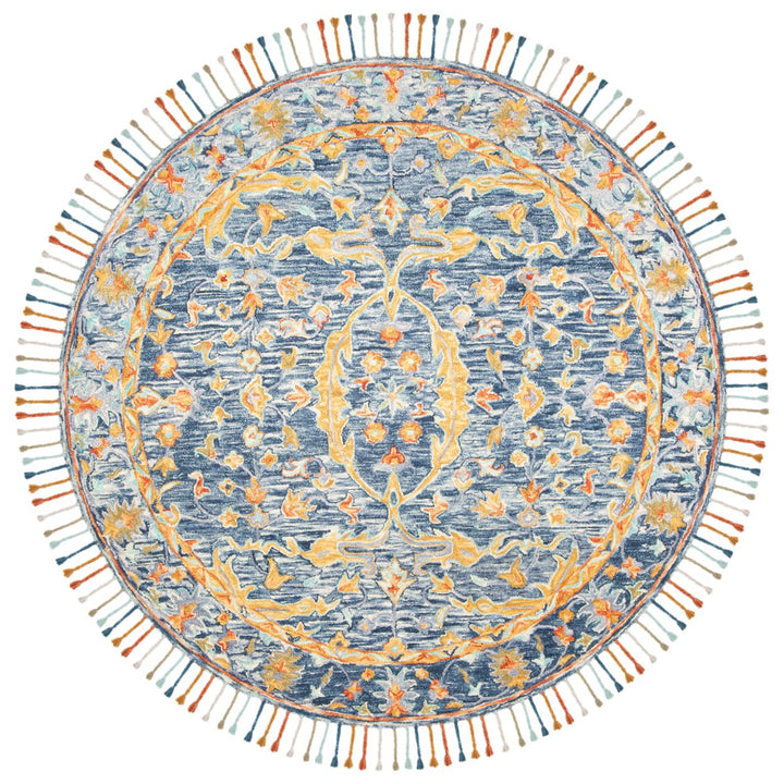 SAFAVIEH Aspen Collection APN116M Handmade Blue/Rust Rug Image 4