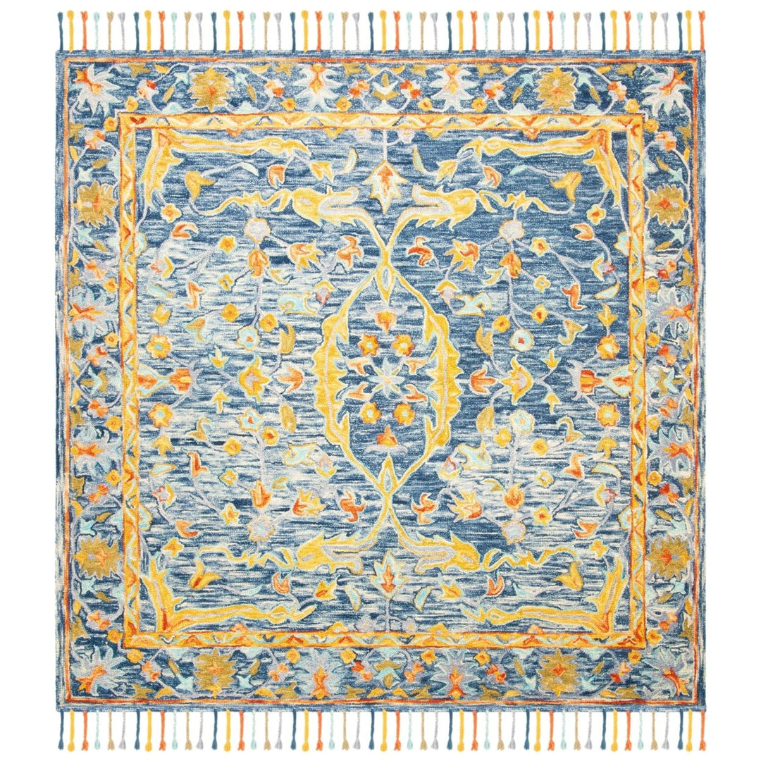 SAFAVIEH Aspen Collection APN116M Handmade Blue/Rust Rug Image 6