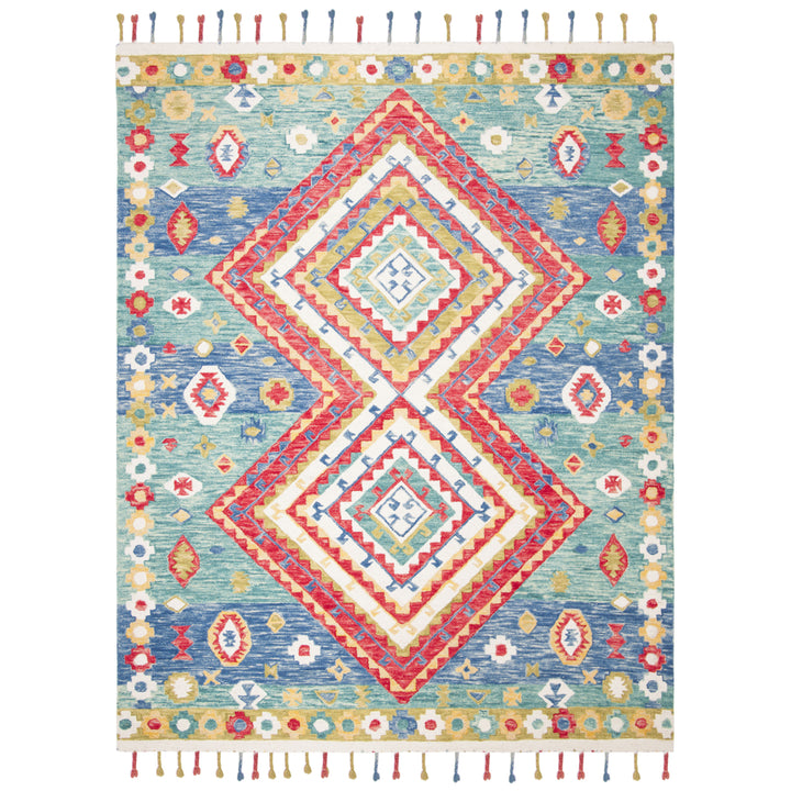 SAFAVIEH Aspen Collection APN119Y Handmade Green/Red Rug Image 1