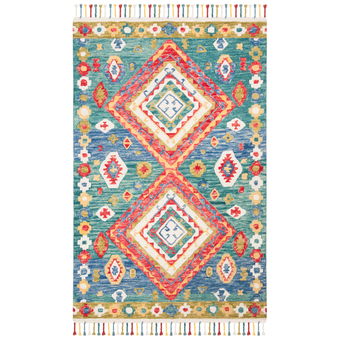 SAFAVIEH Aspen Collection APN119Y Handmade Green/Red Rug Image 5