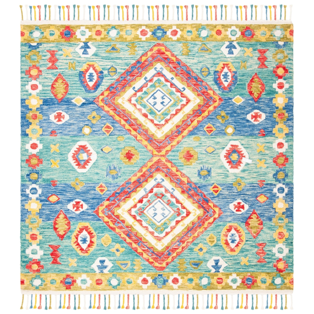 SAFAVIEH Aspen Collection APN119Y Handmade Green/Red Rug Image 7