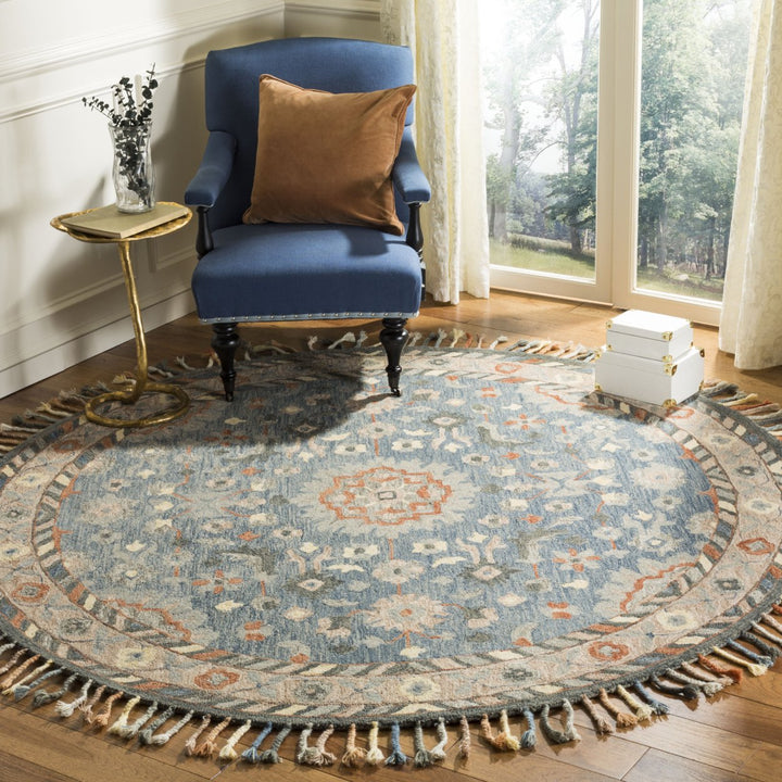 SAFAVIEH Aspen Collection APN123A Handmade Blue/Rust Rug Image 2