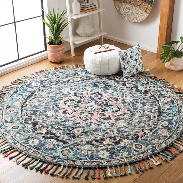 SAFAVIEH Aspen Collection APN124U Handmade Pink/Blue Rug Image 2