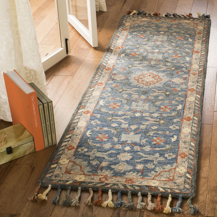 SAFAVIEH Aspen Collection APN123A Handmade Blue/Rust Rug Image 3