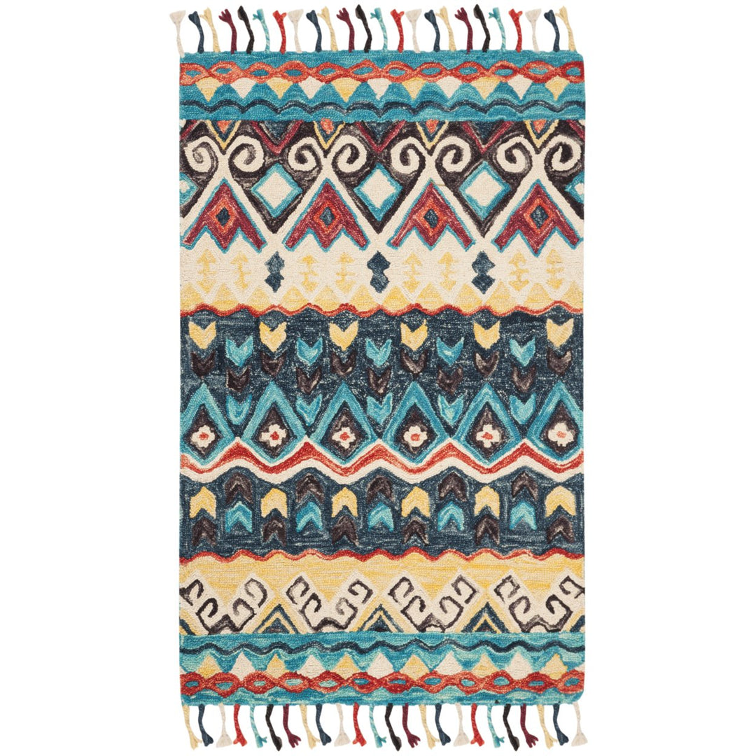 SAFAVIEH Aspen Collection APN137A Handmade Blue / Red Rug Image 1