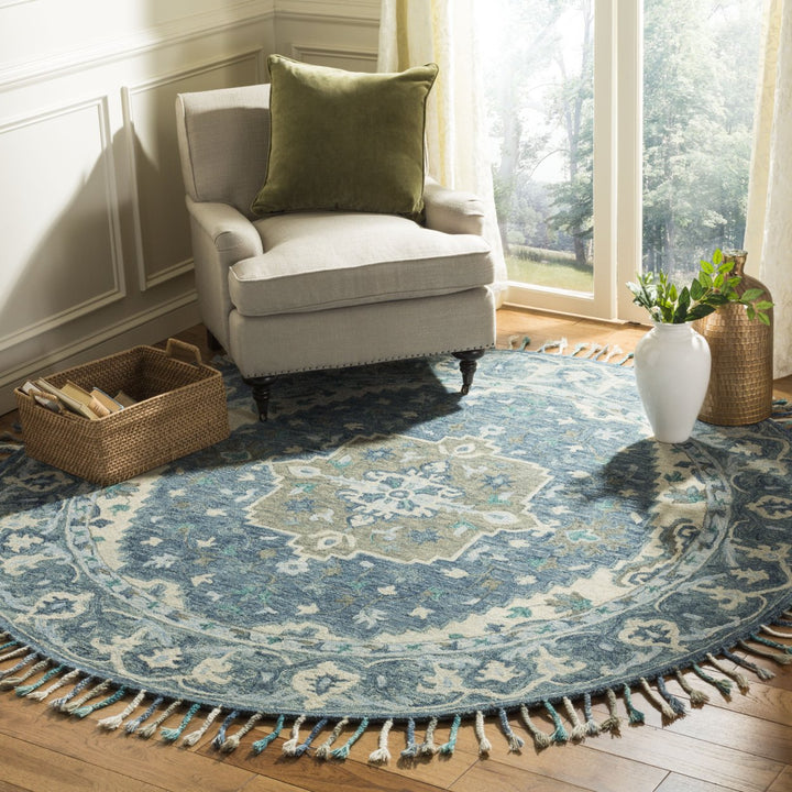 SAFAVIEH Aspen APN230A Handmade Dark Blue / Grey Rug Image 2