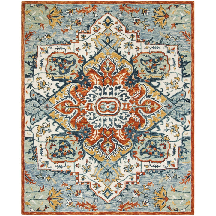 SAFAVIEH Aspen Collection APN312A Handmade Blue/Rust Rug Image 1