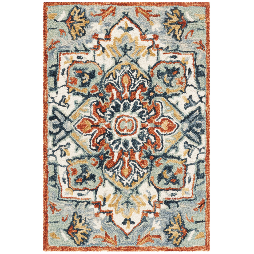 SAFAVIEH Aspen Collection APN312A Handmade Blue/Rust Rug Image 3