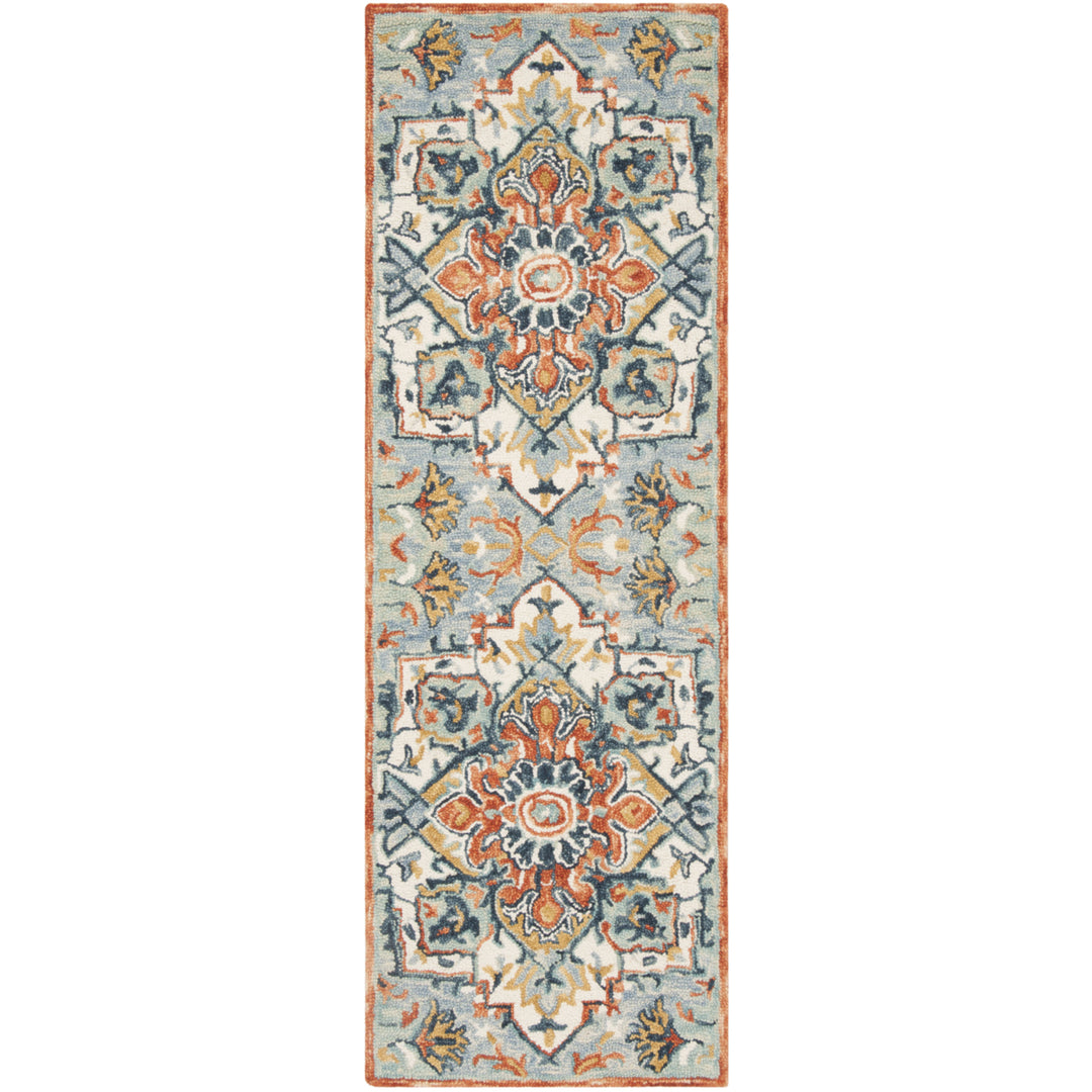 SAFAVIEH Aspen Collection APN312A Handmade Blue/Rust Rug Image 4