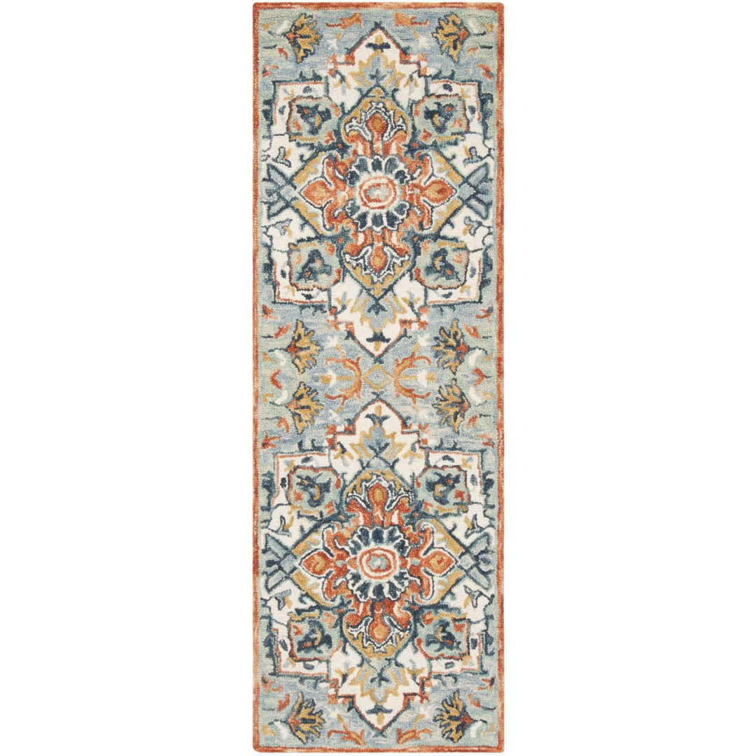 SAFAVIEH Aspen Collection APN312A Handmade Blue/Rust Rug Image 1