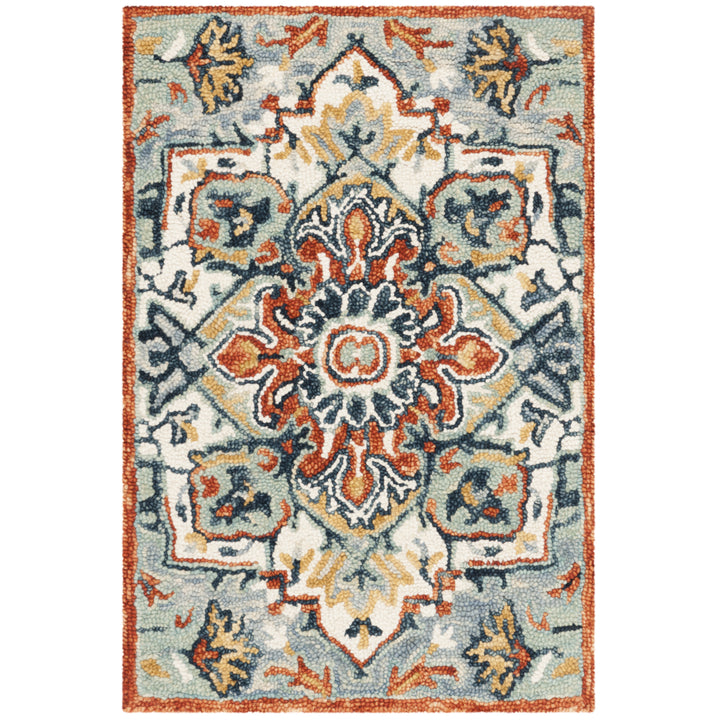 SAFAVIEH Aspen Collection APN312A Handmade Blue/Rust Rug Image 6