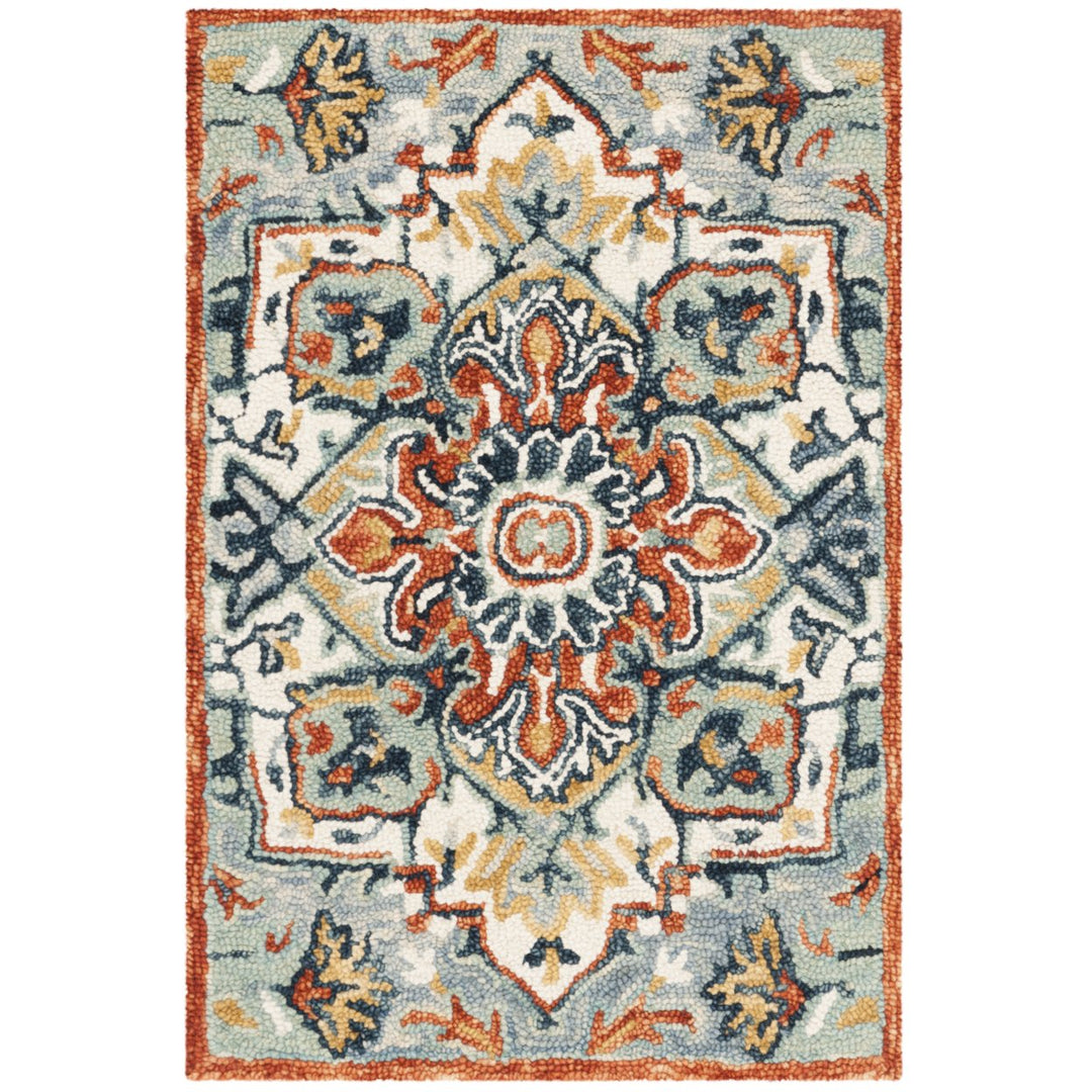 SAFAVIEH Aspen Collection APN312A Handmade Blue/Rust Rug Image 1